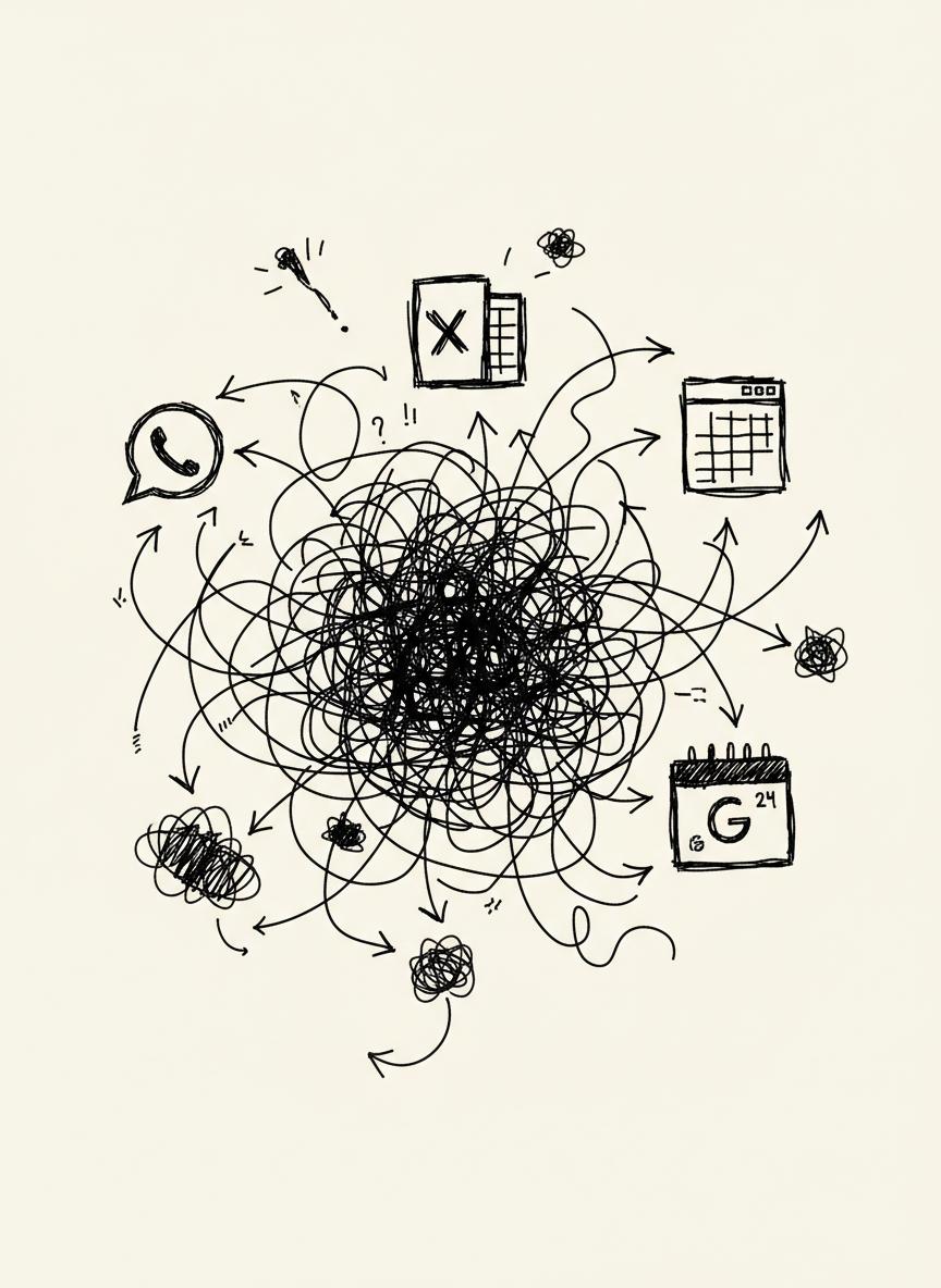 Caos de WhatsApp, Excel e Calendar